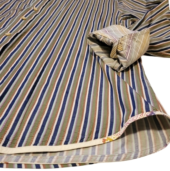 Robert Graham Men's 2XL Flip Cuff Button Down Embroidered Stripe Shirt Collar - Picture 7 of 13